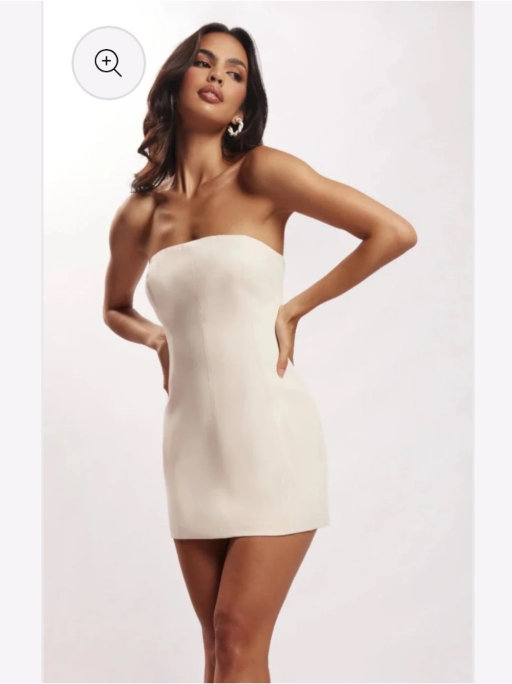 Meshki Maci Crepe Strapless Mini Dress in Cream